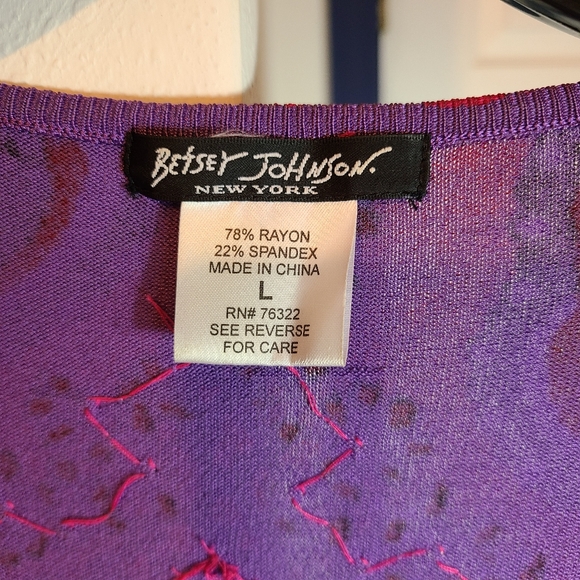 90s ๐ Betsey Johnson psychedelic funky button down 3/4 sleeves beaded cardigan! - Picture 9 of 12